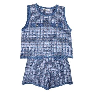 ZARA knit tweed two piece top and shorts set